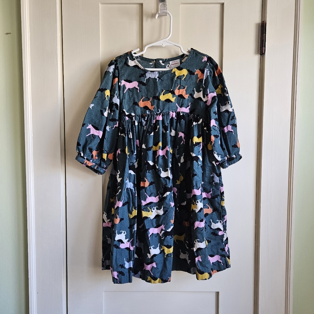 Colorful Flannel Unicorn Print Kids Dress